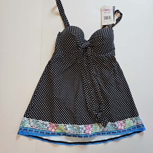 NWT Coco Reef 5 Way Black Polka Dot Swimsuit Swim Dress Size 32/34C (8/… - Picture 7 of 16